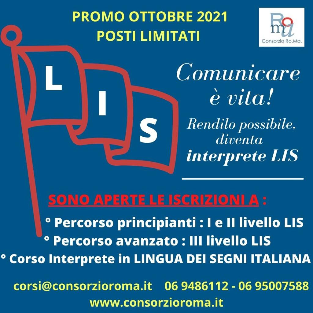 Promozione di OTTOBRE 2021 per i corsi “LIS – LINGUA DEI SEGNI ITALIANA”