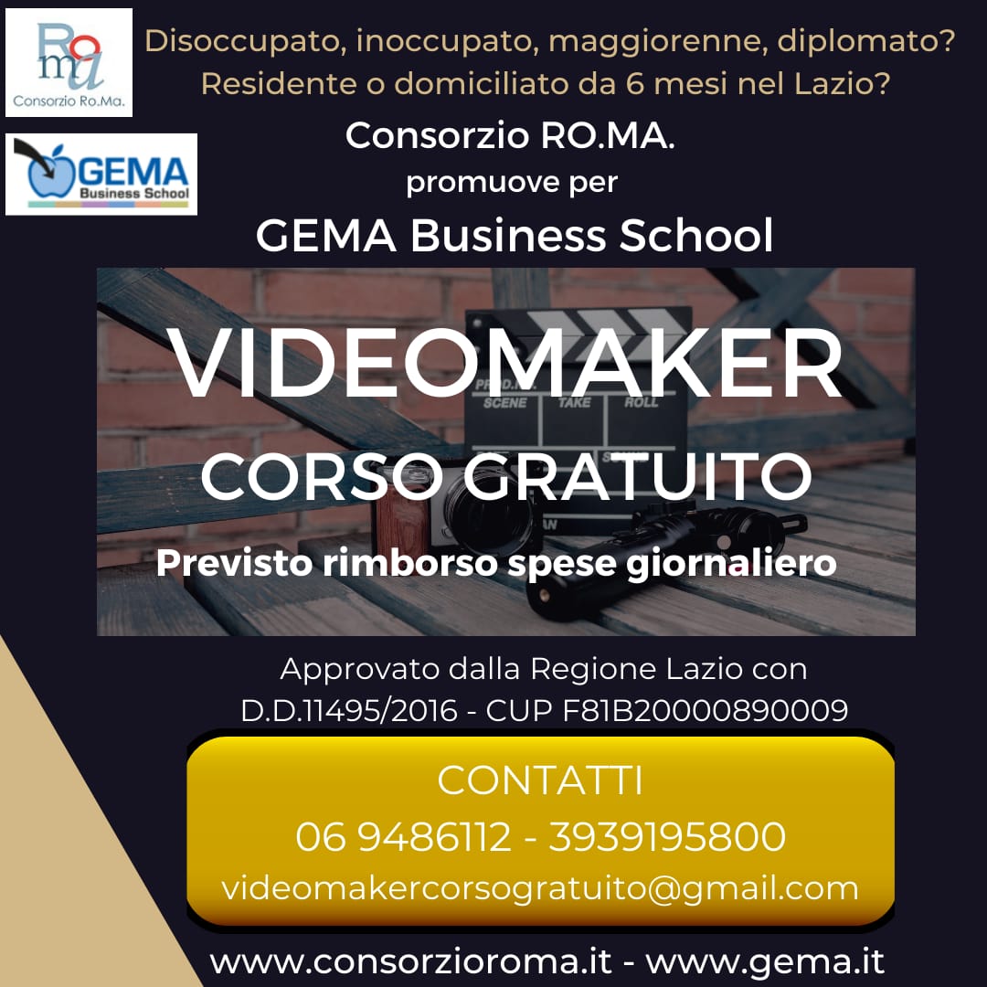 Pubblicata la graduatoria degli “ALLIEVI IDONEI AMMESSI” per il corso “VIDEOMAKER – UNA PROFESSIONALITÀ DA SLASH WORKER”