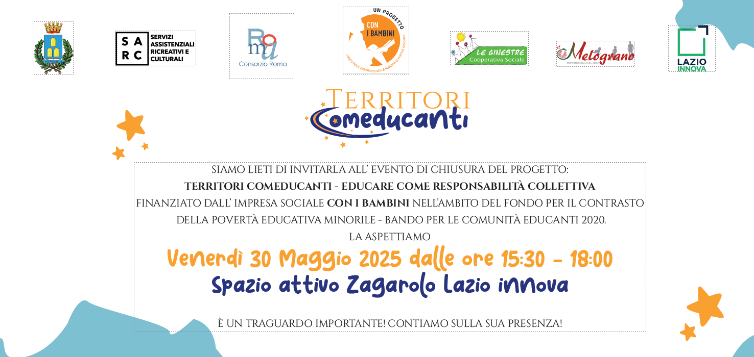 30 Maggio – Evento di chiusura del progetto Territori comeducanti